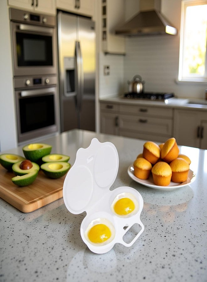 Tnyvm White Egg Poacher, Microwave Egg Boiler Poacher, 2 Cavity Nonstick Poached Egg Maker With Lid, Egg Poacher Microwave Egg Cooker, Double Drain Poached Egg Cups Egg Poachers - Image 4
